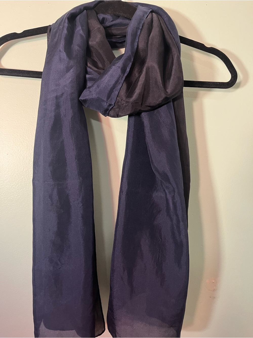 Eileen Fisher Navy And Black Long Slik Scarf - Picture 3 of 7